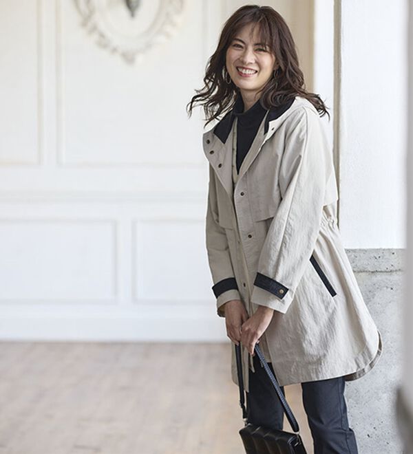 BELLUNA（ベルーナ）の「おしゃれの主役！蓄熱中わたベスト付配色コート（ハーフコート）」｜詳細画像