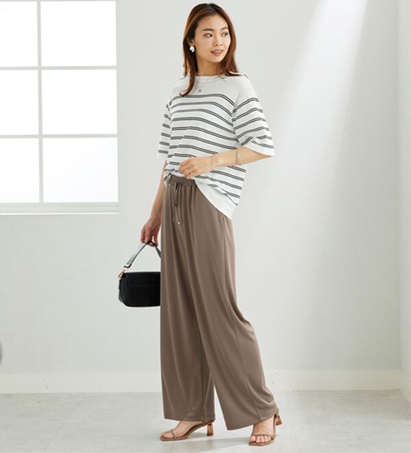 BELLUNA（ベルーナ）の「シャリさら！快適ドロストワイドパンツ（ワイドパンツ・ガウチョ）」｜詳細画像