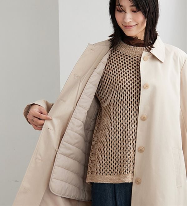 BELLUNA（ベルーナ）の「花粉対策！ライナー付ステンカラーコート（ロングコート）」｜詳細画像