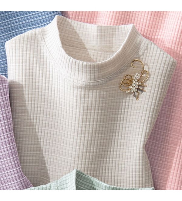 ルフラン（ルフラン）の「日本製テレコボーダープルオーバー（カットソー）」｜グレージュ