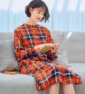 「綿１００％ふんわり柔か微起毛ルームワンピ（パジャマ・ルームウェア）」｜詳細画像