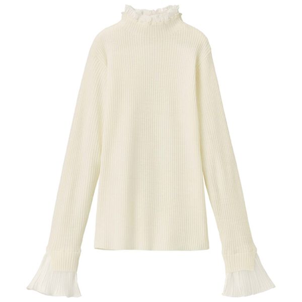 GeeRA（ジーラ）の「プリーツ付ハイネックリブニットトップス（ニット・セーター）」｜詳細画像