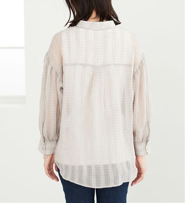 BELLUNA（ベルーナ）の「シアーチェック素材シャツチュニック（チュニック）」｜詳細画像