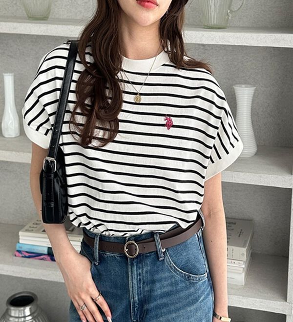 GeeRA（ジーラ）の「【新色追加】【ＵＳ．ＰＯＬＯ．ＡＳＳＮ】綿100％フレンチスリーブＴシャツ（Tシャツ）」｜詳細画像