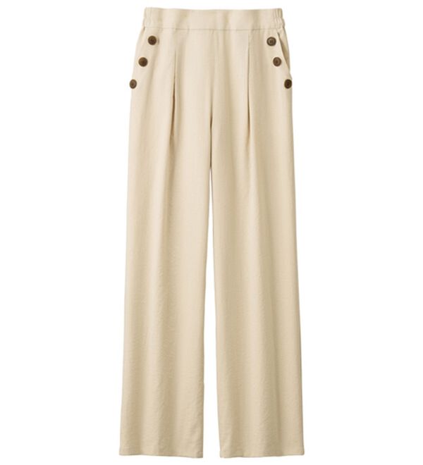 ルフラン（ルフラン）の「強撚スラブ釦デザインパンツ（フルレングスパンツ）」｜ベージュ