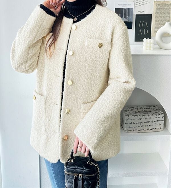 リングウールライク金ボタンジャケットコート - ベルーナ【公式】