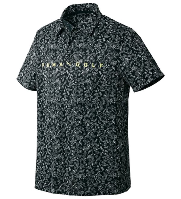 「＜ｐｕｍａ　ゴルフ＞ボタニカル柄半袖ポロシャツ（メンズポロシャツ）」｜ブラック