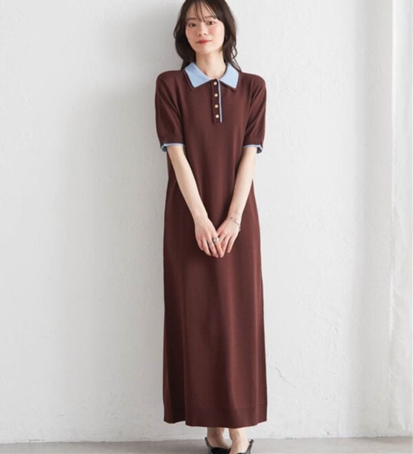 RANAN（ラナン）の「ダブルカラーポロニットワンピース（その他ワンピース）」｜詳細画像