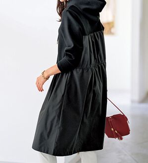 BELLUNA（ベルーナ）の「異素材切替ドロスト使いワンピース（その他ワンピース）」｜黒／チャコール