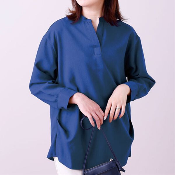 BELLUNA（ベルーナ）の「カルゼ素材裾タックスキッパーチュニック（チュニック）」｜ブルー