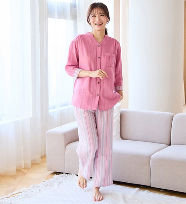 LAVIENNE（ラヴィエンヌ）の「【オーガニックコットン使用】綿１００％Ｗガーゼのルームパジャマ（パジャマ・ルームウェア）」｜詳細画像