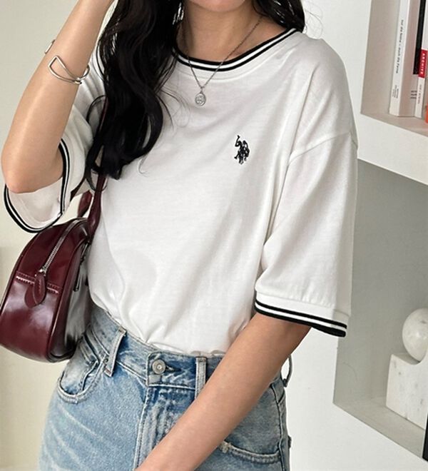 GeeRA（ジーラ）の「【ＵＳ．ＰＯＬＯ．ＡＳＳＮ】ライン配色Ｔシャツ（Tシャツ）」｜詳細画像