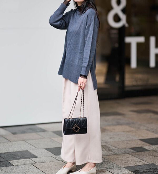 RANAN（ラナン）の「ワイドリブ使いカラーニットチュニック（ニット・セーター）」｜詳細画像