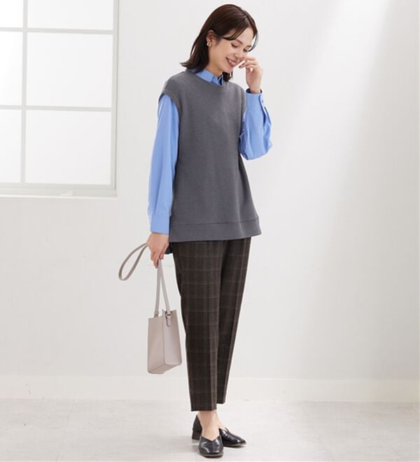 BELLUNA（ベルーナ）の「【新色追加】&ldquo;2点セット&rdquo;あぜ素材ベストアンサンブル（アンサンブル）」｜詳細画像