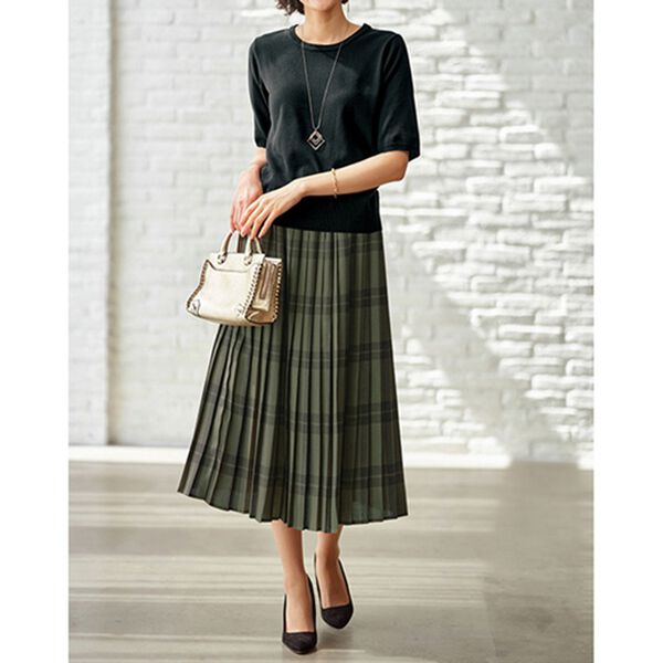 BELLUNA（ベルーナ）の「チェック柄プリーツスカート（ロングスカート）」｜詳細画像