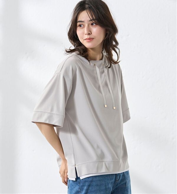 BELLUNA（ベルーナ）の「ワイドネックデザイン重ね着風プルオーバー（カットソー）」｜詳細画像