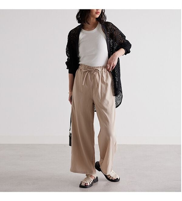 GeeRA（ジーラ）の「冷感リネン風イージーワイドパンツ（ワイドパンツ・ガウチョ）」｜詳細画像