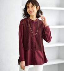 BELLUNA（ベルーナ）の「レース重ねシャツチュニック（チュニック）」