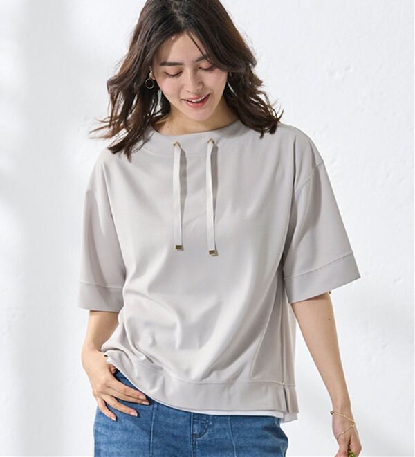 BELLUNA（ベルーナ）の「ワイドネックデザイン重ね着風プルオーバー（カットソー）」｜詳細画像