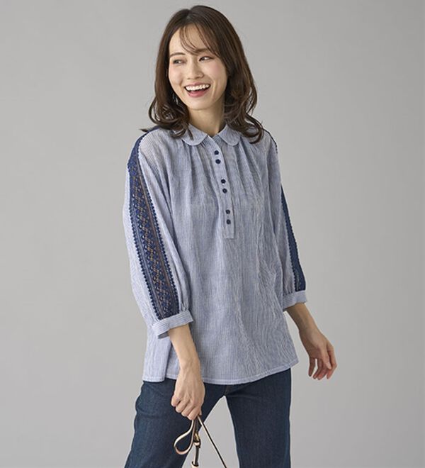 BELLUNA（ベルーナ）の「暑い夏に着たい！涼やか綿１００％ブラウス（ブラウス）」｜詳細画像