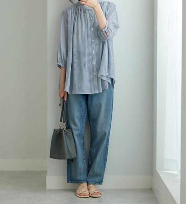 BELLUNA（ベルーナ）の「スラブ素材ギャザーデザインブラウス（ブラウス）」｜詳細画像