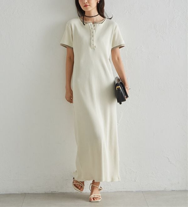 RANAN（ラナン）の「レイヤードヘンリーネックリブワンピース（カットソーワンピース）」｜詳細画像