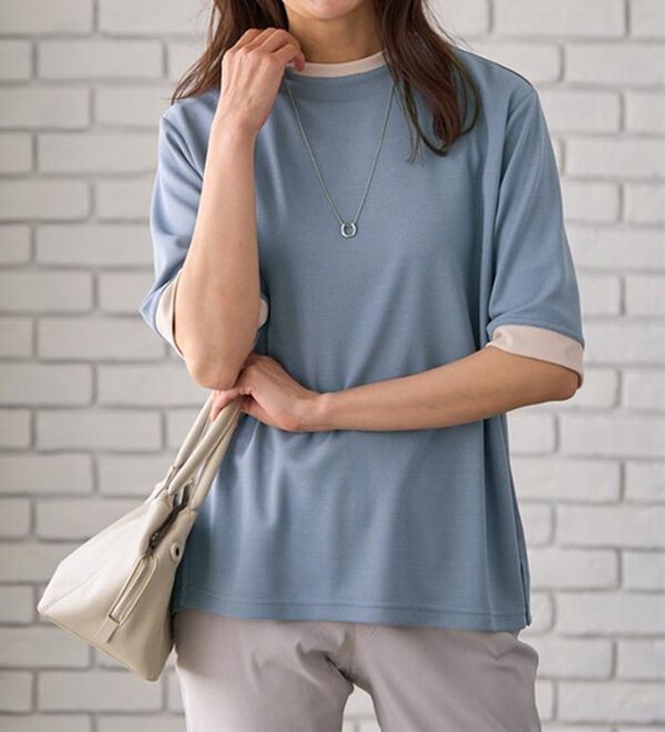 BELLUNA（ベルーナ）の「配色デザインハイネックプルオーバー（カットソー）」｜詳細画像