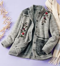 ルフラン（ルフラン）の「お花モチーフの暖かニットカーディガン（ニットカーディガン）」