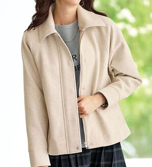 BELLUNA（ベルーナ）の「２ｗａｙ衿デザイン！ウール調素材ジャケット（ブルゾン）」｜杢アイボリー