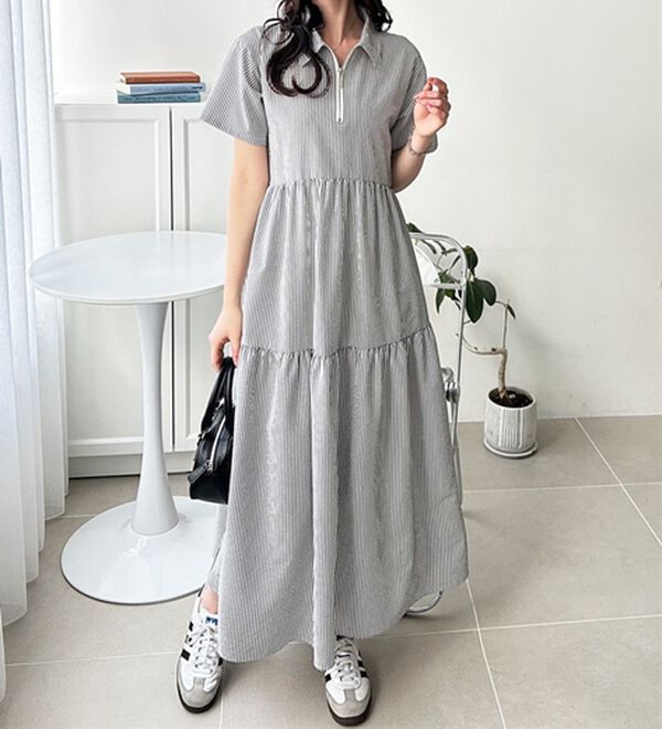 GeeRA（ジーラ）の「サッカーティアードハーフジップワンピース（その他ワンピース）」｜詳細画像