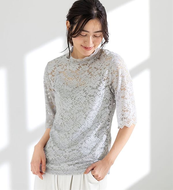 LAVIENNE（ラヴィエンヌ）の「着こなし美人レースインナー５分袖（肌着・インナーウェア）」｜詳細画像
