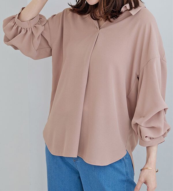 BELLUNA（ベルーナ）の「袖タックデザインスキッパーシャツ（シャツ）」｜詳細画像