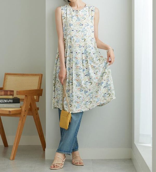 BELLUNA（ベルーナ）の「【ひんやり接触冷感】レーヨン素材ノースリーブワンピ－ス（その他ワンピース）」｜詳細画像