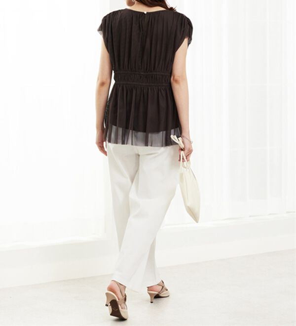 BELLUNA（ベルーナ）の「チュール使いギャザーデザインブラウス（ブラウス）」｜詳細画像