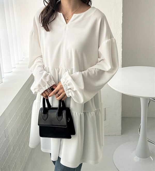 GeeRA（ジーラ）の「前後２ＷＡＹボリュームティアードブラウス（チュニック）」｜詳細画像