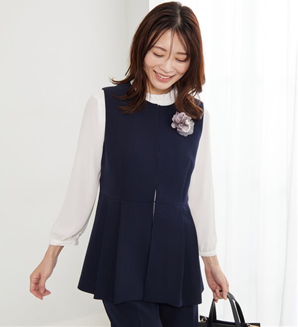 BELLUNA（ベルーナ）の「＜Ｃ／Ｓ＞ノーカラーペプラムジレ（ベスト）」｜詳細画像