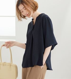 BELLUNA（ベルーナ）の「お手入れ楽々！スキッパーブラウス（ブラウス）」｜ネイビー