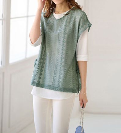 BELLUNA（ベルーナ）の「クロッシェレースサイドリボンアンサンブル（アンサンブル）」