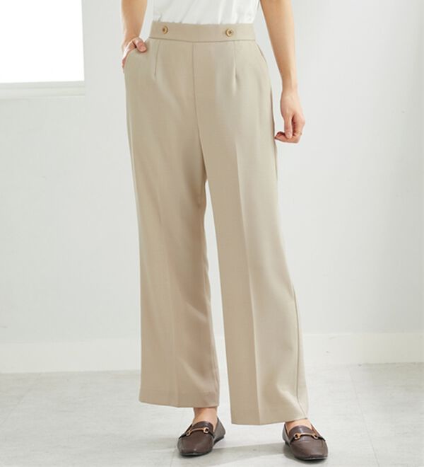 BELLUNA（ベルーナ）の「麻調ストレッチ素材美脚フレアーパンツ（フルレングスパンツ）」｜詳細画像