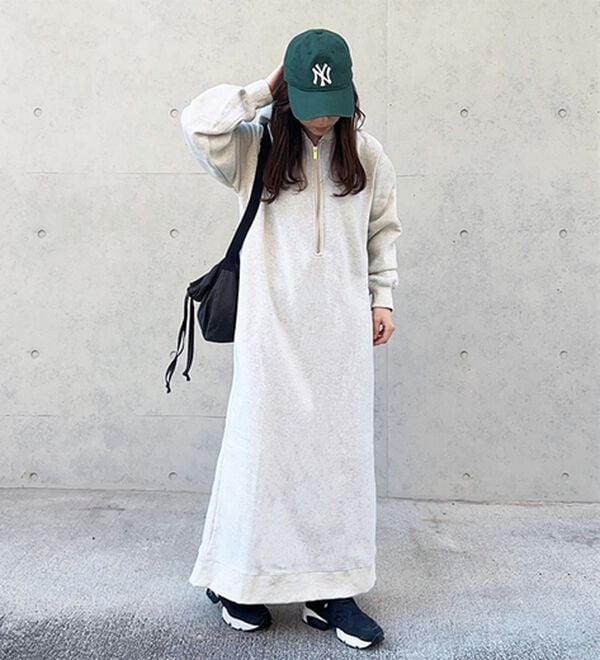 GeeRA（ジーラ）の「【あったか裏起毛】ハーフジップパーカーワンピース（カットソーワンピース）」｜詳細画像