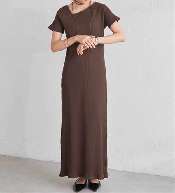 RANAN（ラナン）の「アシメネックハーフスリーブリブワンピース（その他ワンピース）」｜詳細画像