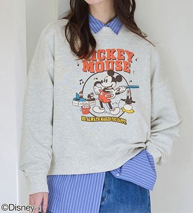 BELLUNA（ベルーナ）の「＜Ｄｉｓｎｅｙ＞【ミッキー】プリント裏毛ゆったりトレーナー（トレーナー・スウェット）」