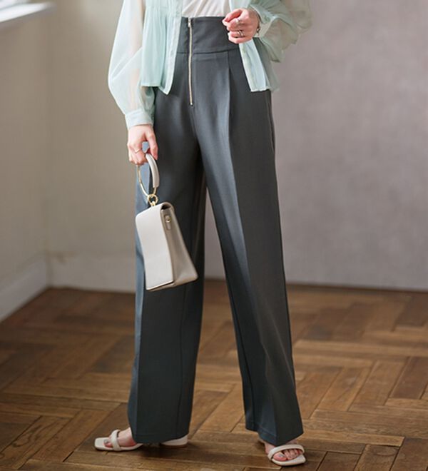 RANAN（ラナン）の「ハイウエストジップワイドパンツ（ワイドパンツ・ガウチョ）」｜詳細画像