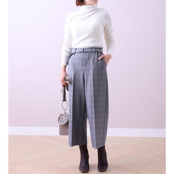 BELLUNA（ベルーナ）の「ストレッチ素材ベルト付ワイドパンツ（ワイドパンツ・ガウチョ）」｜詳細画像