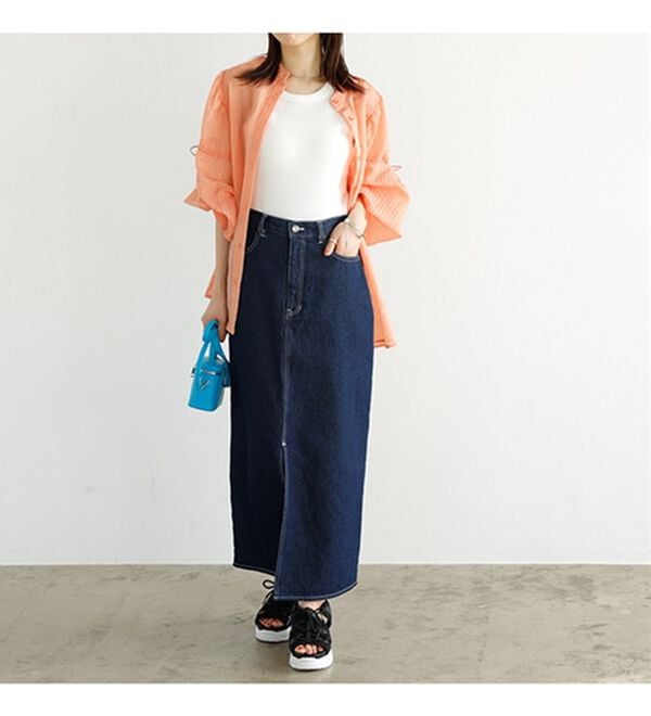 GeeRA（ジーラ）の「フロントスリットナローデニムスカート（ロングスカート）」｜詳細画像