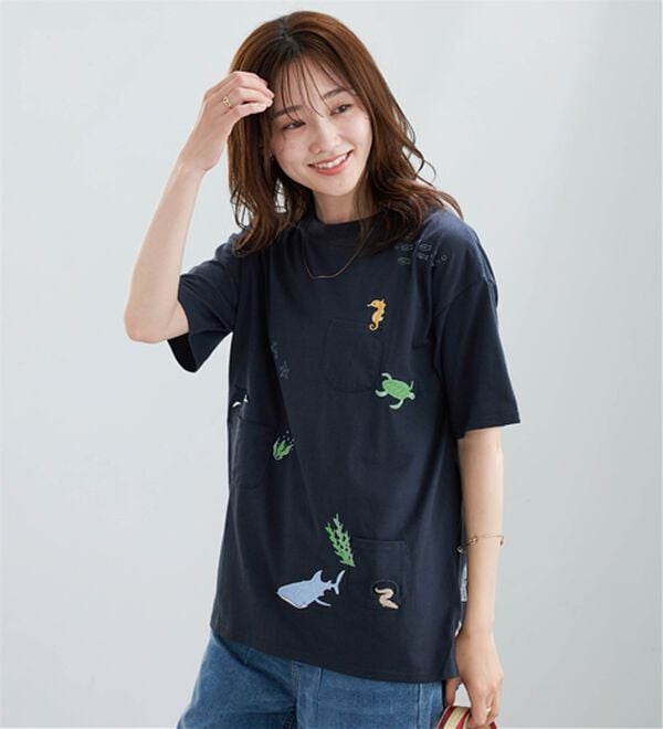 BELLUNA（ベルーナ）の「海の生き物刺しゅうビッグプルオーバー（カットソー）」｜詳細画像
