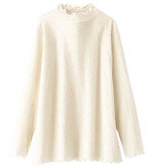 BELLUNA（ベルーナ）の「ジャカード素材メローデザインプルオーバー（カットソー）」｜オフ白