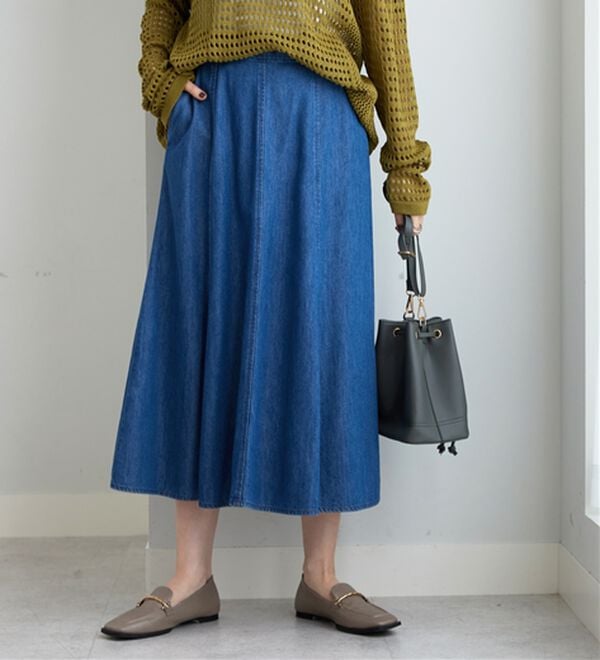 BELLUNA（ベルーナ）の「やわらかデニム素材フレアースカート（ロングスカート）」｜詳細画像