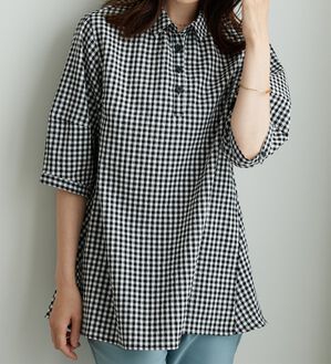 BELLUNA（ベルーナ）の「サッカー素材バックフレアーブラウス（ブラウス）」｜詳細画像