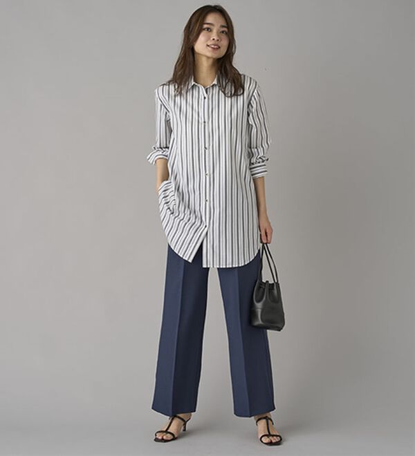 BELLUNA（ベルーナ）の「リネンタッチ美脚タックワイドパンツ（フルレングスパンツ）」｜詳細画像